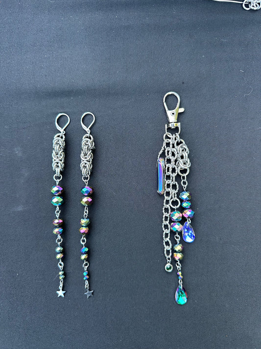 Aurora borealis earring/dangle set