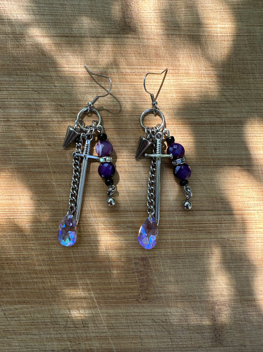 Agate sword earrings