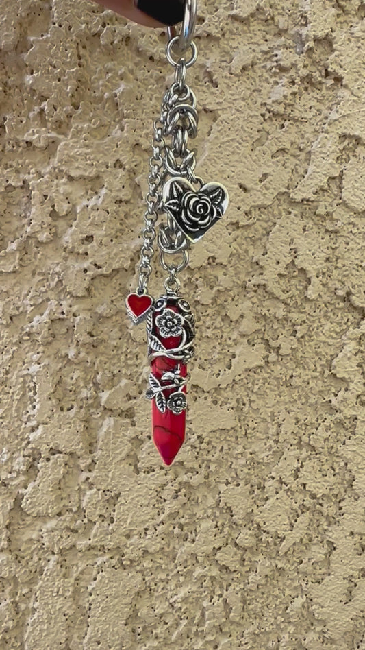 Red stone bag charm